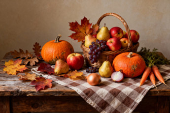 обоя 3д графика, еда-, food, натюрморт, осень, тыква