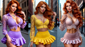 обоя коллаж, 3д графика, люди , people, девушки, 3дд