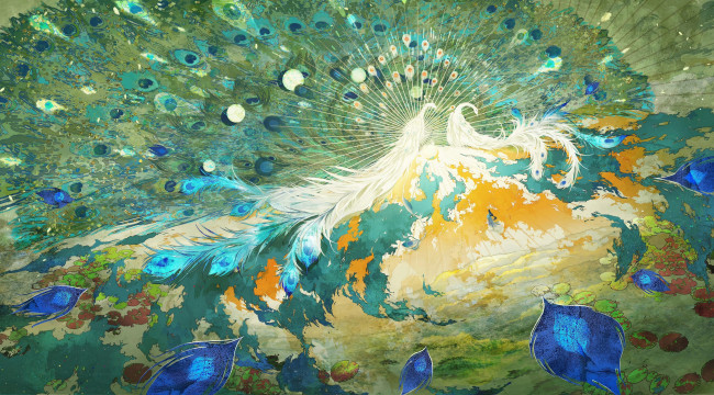 Обои картинки фото рисованное, животные,  птицы,  павлины, павлины