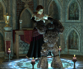 Картинка 3д графика fantasy фантазия свечи комната девушка