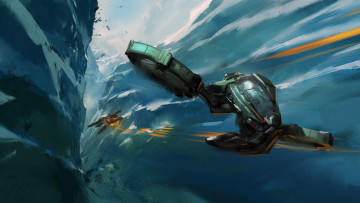 Картинка фэнтези космические корабли звездолеты станции воздушный бой