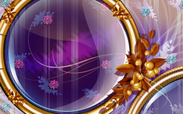 Картинка 3д графика abstract абстракции золотые ягоды на веточке линии вертикальные круг