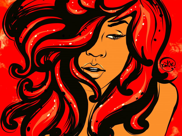 Обои картинки фото рисованные, люди, rihanna, графика