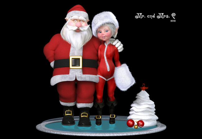 Обои картинки фото 3д, графика, holidays, праздники, снегурочка, дед, мороз