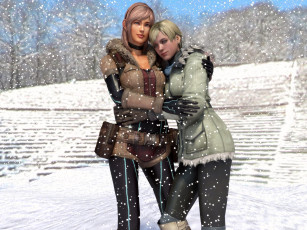 Картинка 3д+графика people+ люди зима девушки