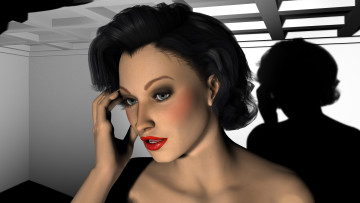 Картинка 3д+графика portraits+ портрет девушка лицо тень