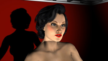 Картинка 3д+графика portraits+ портрет девушка лицо тень