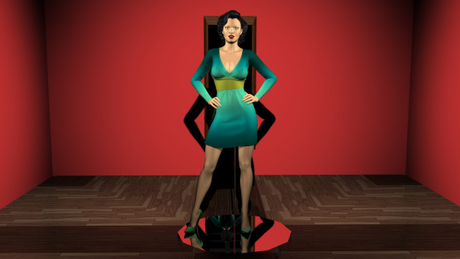 Обои картинки фото 3д графика, people , люди, платье, девушка