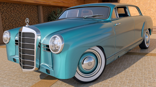 Обои картинки фото автомобили, 3д, 1953, mercedes, benz, 180
