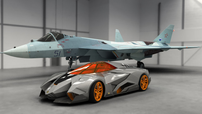 Обои картинки фото автомобили, 3д, автомобиль, самолет