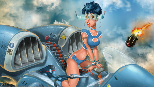 Обои картинки фото rb white, фэнтези, девушки, rb, white, девушка, мотоцикл