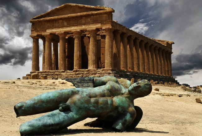 Обои картинки фото разное, компьютерный дизайн, статуя, парфенон