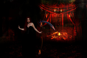 Картинка 3д+графика фантазия+ fantasy свечи фон взгляд девушка