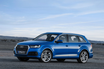 Картинка автомобили audi quattro s line 2015г синий tfsi q7