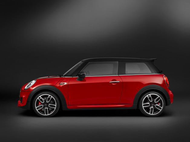 Обои картинки фото автомобили, mini, john, cooper, works, f56, 2015г, красный