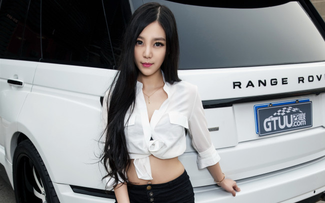 Обои картинки фото автомобили, -авто с девушками, девушка, взгляд, фон, автомобиль, азиатка