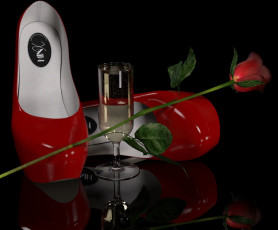 Картинка 3д+графика праздники+ holidays роза обувь вино