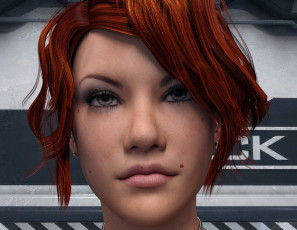 Картинка 3д+графика портрет+ portraits девушка рыжая фон взгляд