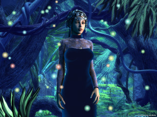 Картинка 3д+графика люди+ people взгляд фон девушка лес