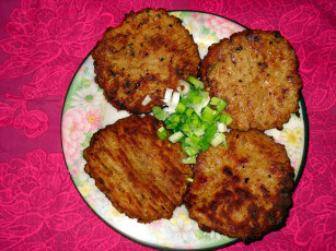 Картинка еда мясные+блюда лук отбивные зеленый