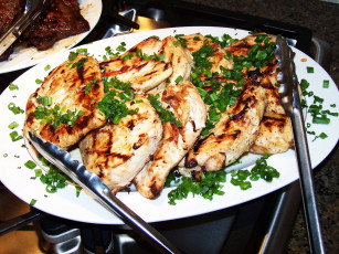 Картинка еда мясные+блюда зеленый лук отбивные