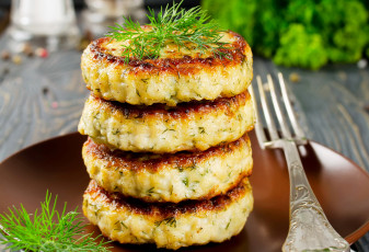 Картинка еда мясные+блюда fork closeup baking котлеты оладьи вилка выпечка