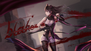 Картинка аниме rwby blake belladonna red flowers арт девушка оружие
