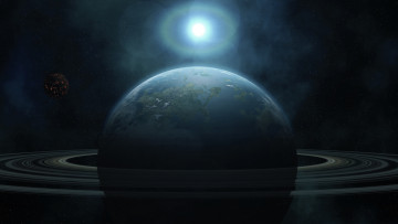 Картинка космос арт планеты звезды вселенная галактика кольца