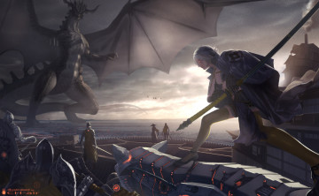 Картинка фэнтези красавицы+и+чудовища девушка дракон арт akibakeisena