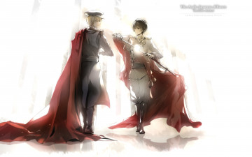 Картинка аниме hetalia +axis+powers axis powers japan меч united kingdom olong tea mame арт парни