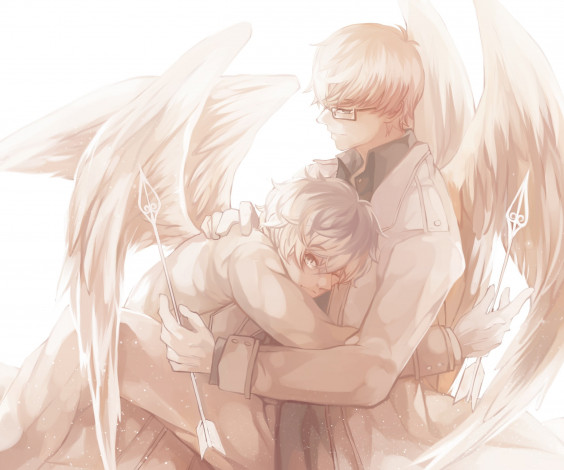 Обои картинки фото аниме, tokyo ghoul, токийский, гуль, канеки, кен, арт, парни, ангел, стрела