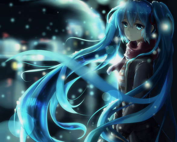 Обои картинки фото аниме, vocaloid, взгляд, девочка, арт, kuroi, asahi, hatsune, miku