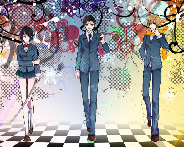 Обои картинки фото аниме, durarara, кида, анри, микадо