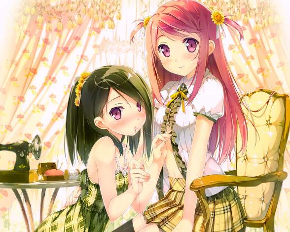 Обои картинки фото аниме, kantoku , artbook, девочки, арт