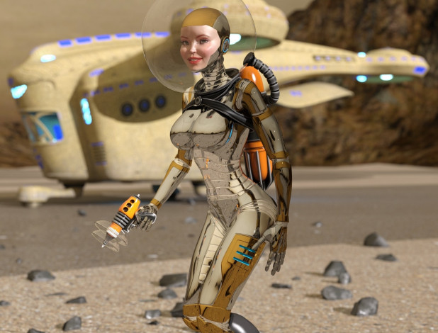 Обои картинки фото 3д графика, фантазия , fantasy, взгляд, девушка, оружие, фон