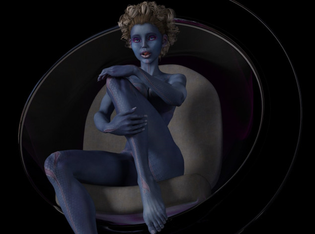 Обои картинки фото 3д графика, существа , creatures, взгляд, фон, девушка