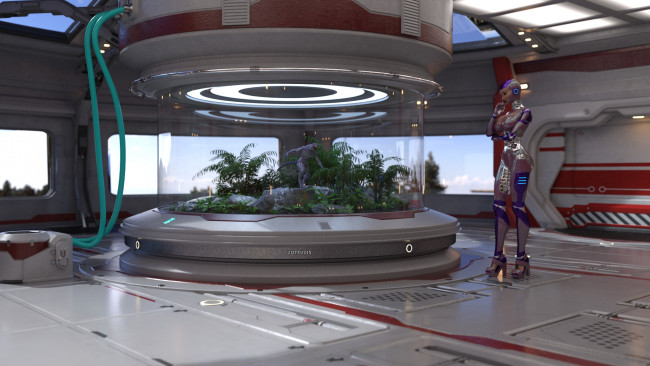 Обои картинки фото 3д графика, фантазия , fantasy, фон, взгляд, девушка