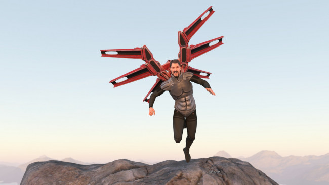 Обои картинки фото 3д графика, фантазия , fantasy, полет, взгляд, мужчина, фон