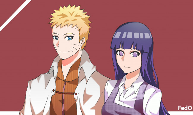 Обои картинки фото аниме, naruto, хината, наруто, арт