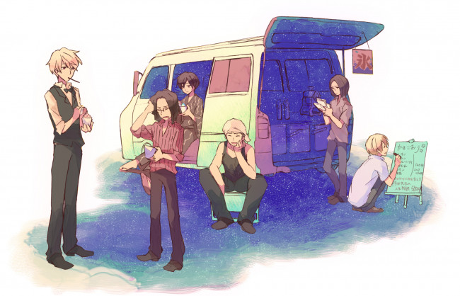 Обои картинки фото аниме, durarara, шизуо, хейваджима, парни, арт, машина