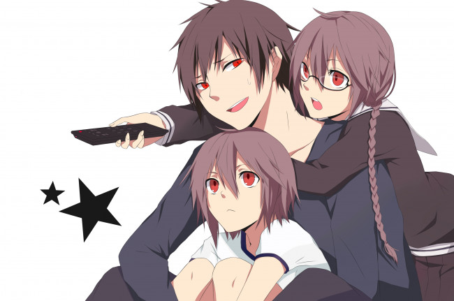 Обои картинки фото аниме, durarara, изая, орихара, сёстры