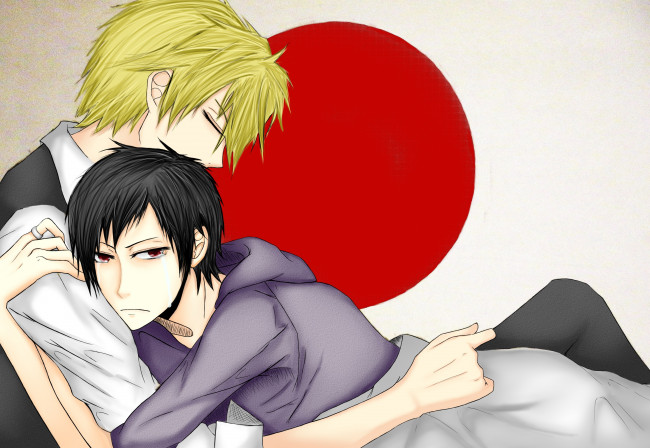 Обои картинки фото аниме, durarara, изая, орихара, парни, шизуо, хейваджима