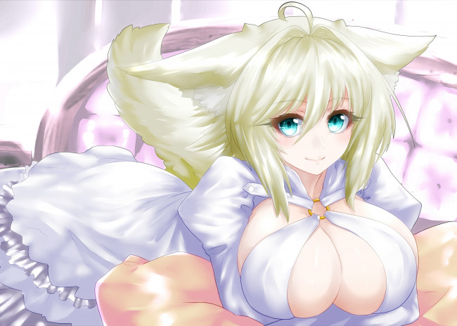 Обои картинки фото n r r r, аниме, животные,  существа, арт, девушка, ушки