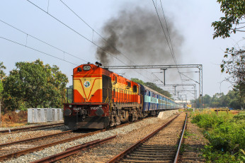 Картинка техника поезда локомотив состав рельсы