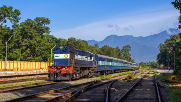 Картинка техника поезда состав локомотив рельсы