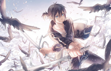 обоя аниме, noragami, фон, девушка, взгляд
