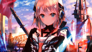 Картинка аниме оружие +техника +технологии девушка