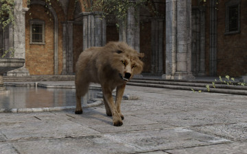 Картинка 3д+графика животные+ animals фон волк