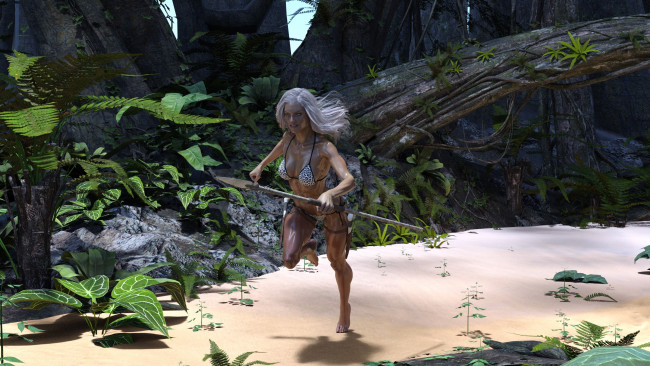 Обои картинки фото 3д графика, фантазия , fantasy, фон, взгляд, девушка