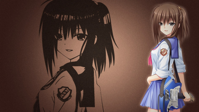 Обои картинки фото аниме, angel beats, фон, взгляд, девушка